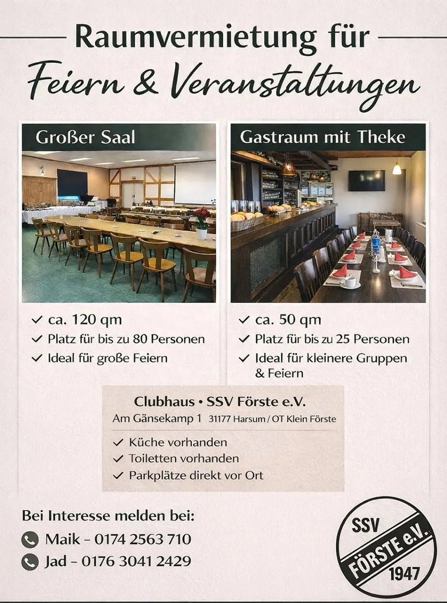 Feiern im Clubhaus der SSV Förste