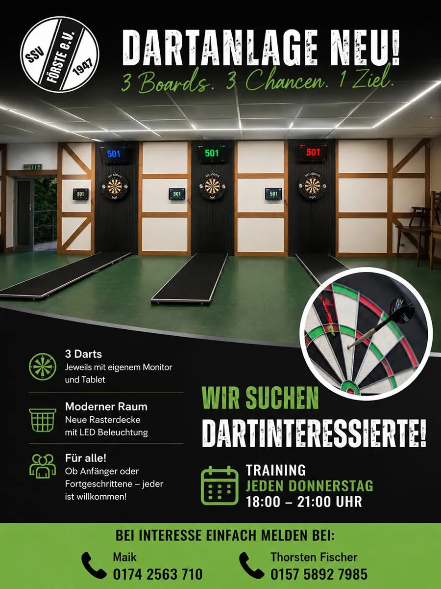 Darts in Hildesheim und Harsum beim SSV-Förste Mitspieler gesucht